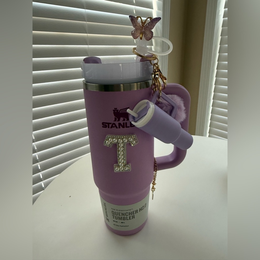 Stanley Lavender Quencher Tumbler with Pearl Monogram & Lilac Accessories